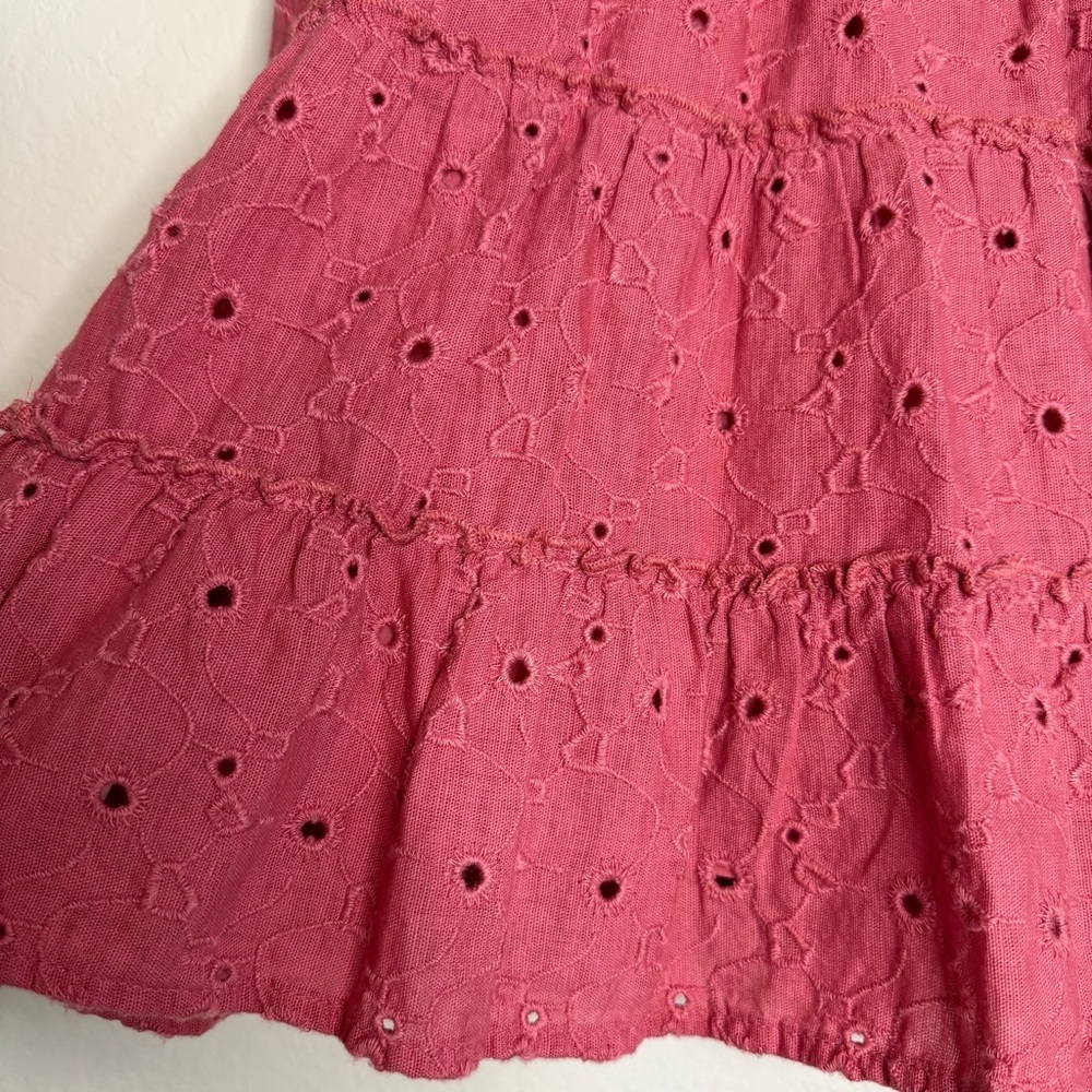 2/$30 American Eagle Outfitters Cotton Linen Pink  Eyelet Tiered Skater Skirt - Picture 3 of 9
